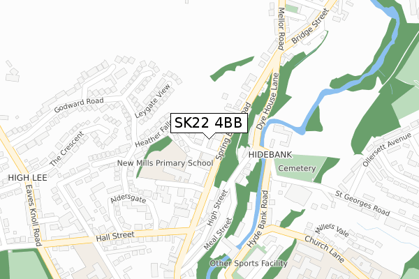 SK22 4BB map - large scale - OS Open Zoomstack (Ordnance Survey)