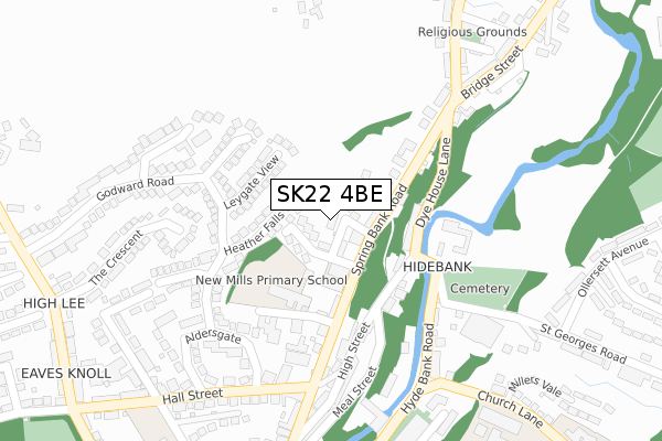 SK22 4BE map - large scale - OS Open Zoomstack (Ordnance Survey)