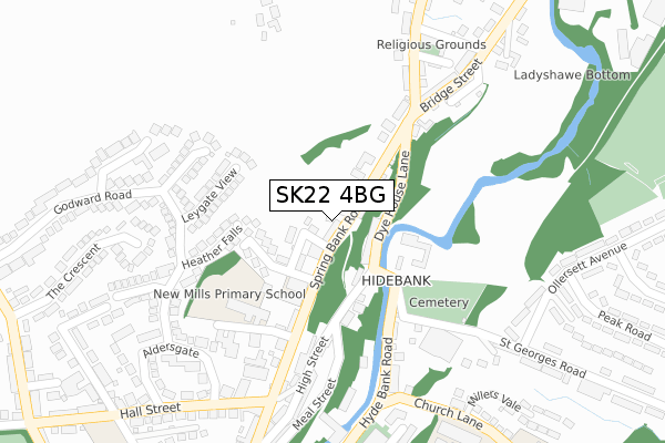 SK22 4BG map - large scale - OS Open Zoomstack (Ordnance Survey)