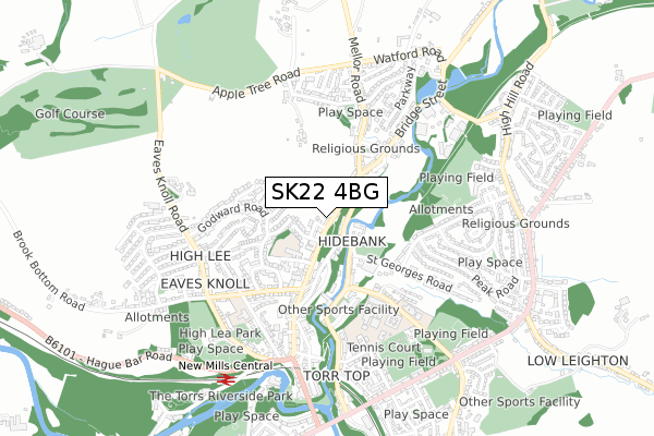 SK22 4BG map - small scale - OS Open Zoomstack (Ordnance Survey)