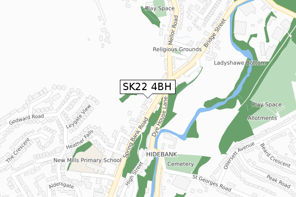 SK22 4BH map - large scale - OS Open Zoomstack (Ordnance Survey)