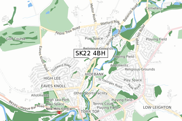 SK22 4BH map - small scale - OS Open Zoomstack (Ordnance Survey)