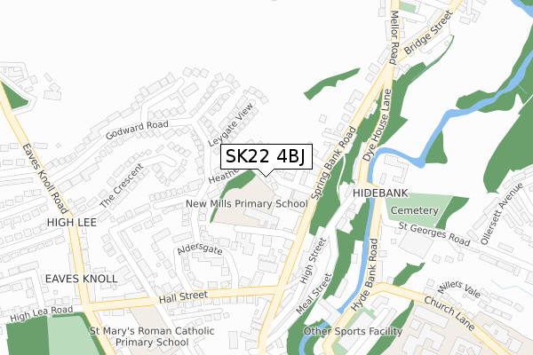 SK22 4BJ map - large scale - OS Open Zoomstack (Ordnance Survey)