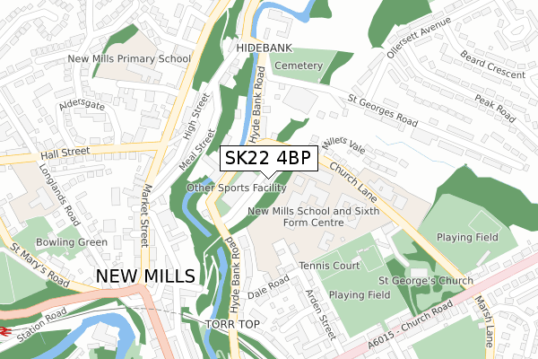 SK22 4BP map - large scale - OS Open Zoomstack (Ordnance Survey)