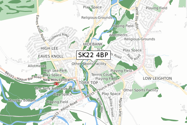 SK22 4BP map - small scale - OS Open Zoomstack (Ordnance Survey)