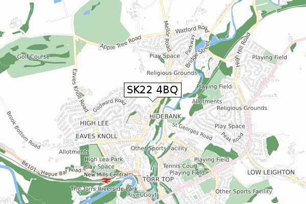 SK22 4BQ map - small scale - OS Open Zoomstack (Ordnance Survey)