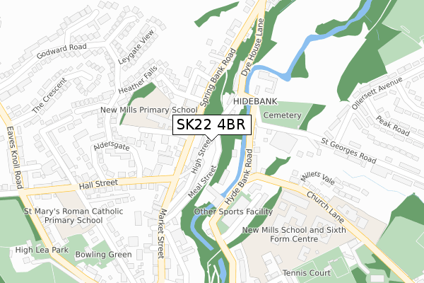 SK22 4BR map - large scale - OS Open Zoomstack (Ordnance Survey)