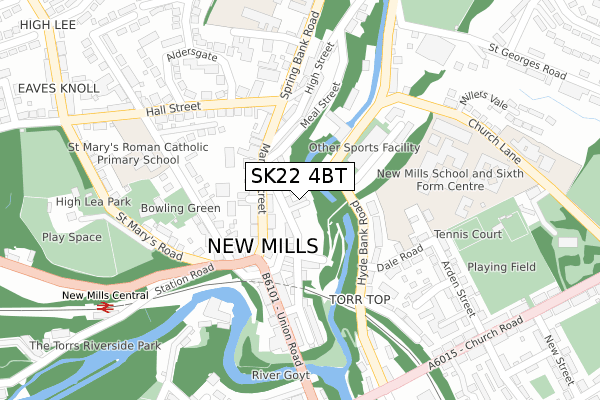 SK22 4BT map - large scale - OS Open Zoomstack (Ordnance Survey)