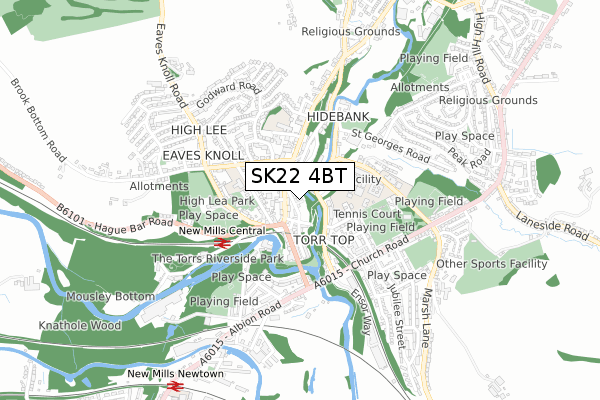 SK22 4BT map - small scale - OS Open Zoomstack (Ordnance Survey)