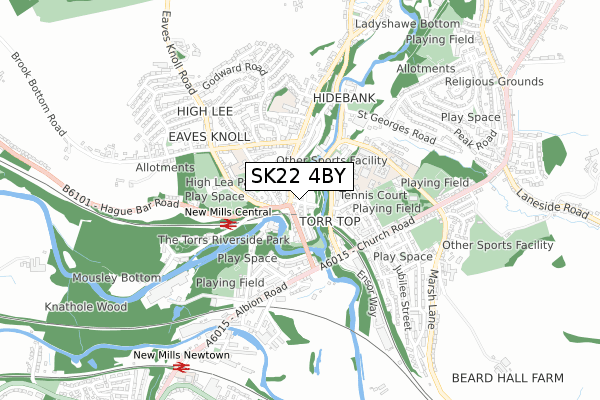 SK22 4BY map - small scale - OS Open Zoomstack (Ordnance Survey)