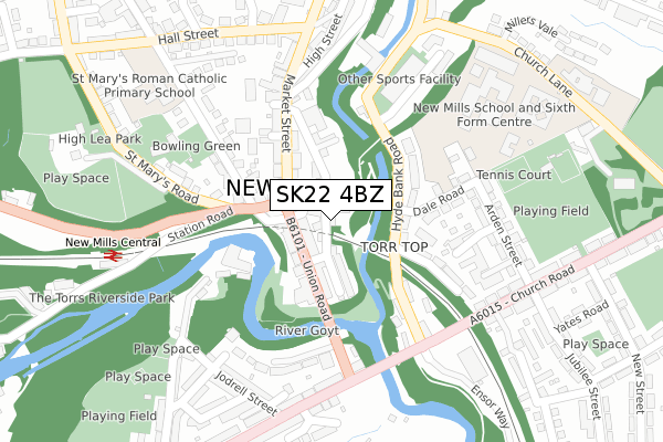 SK22 4BZ map - large scale - OS Open Zoomstack (Ordnance Survey)