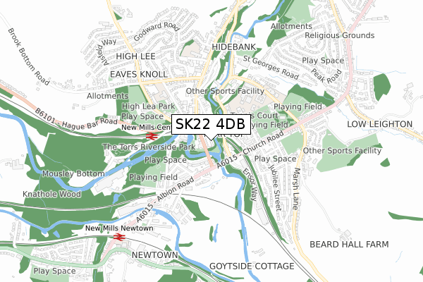 SK22 4DB map - small scale - OS Open Zoomstack (Ordnance Survey)