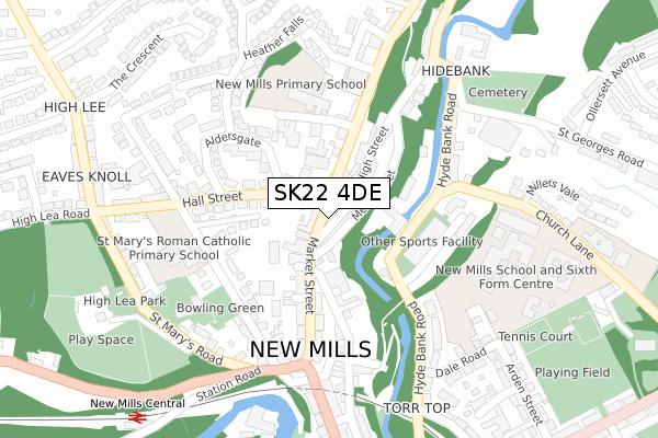 SK22 4DE map - large scale - OS Open Zoomstack (Ordnance Survey)