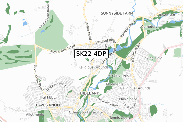 SK22 4DP map - small scale - OS Open Zoomstack (Ordnance Survey)