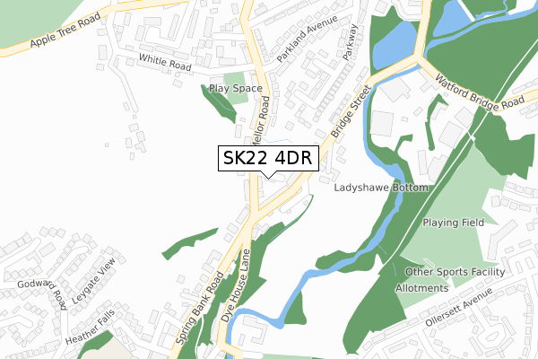 SK22 4DR map - large scale - OS Open Zoomstack (Ordnance Survey)