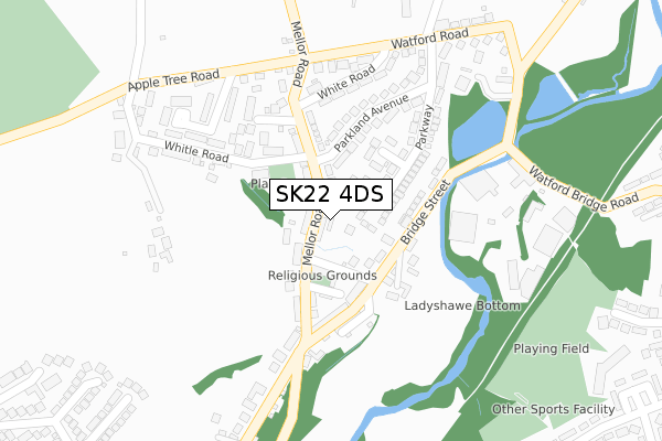 SK22 4DS map - large scale - OS Open Zoomstack (Ordnance Survey)