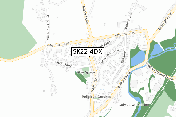 SK22 4DX map - large scale - OS Open Zoomstack (Ordnance Survey)