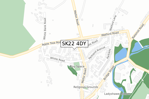 SK22 4DY map - large scale - OS Open Zoomstack (Ordnance Survey)