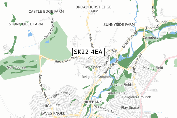 SK22 4EA map - small scale - OS Open Zoomstack (Ordnance Survey)