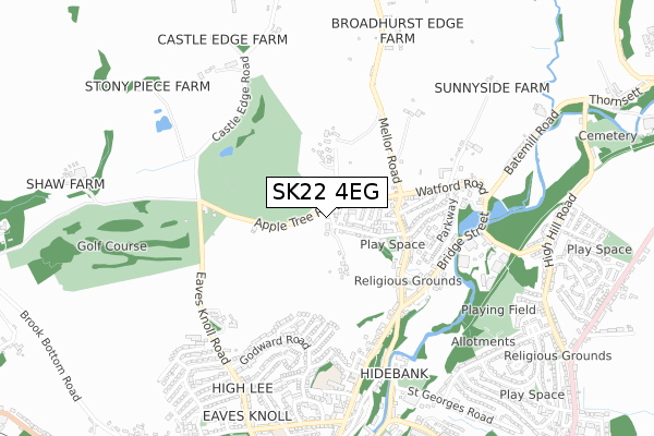 SK22 4EG map - small scale - OS Open Zoomstack (Ordnance Survey)