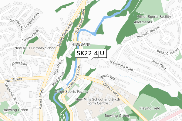 SK22 4JU map - large scale - OS Open Zoomstack (Ordnance Survey)