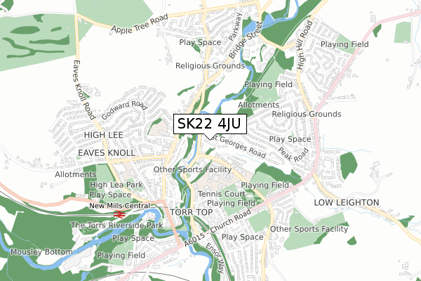 SK22 4JU map - small scale - OS Open Zoomstack (Ordnance Survey)