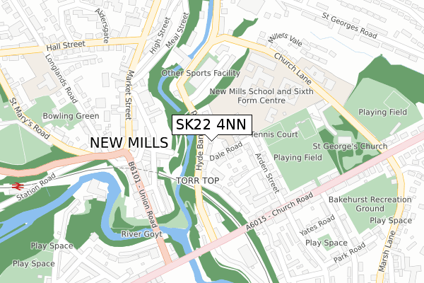 SK22 4NN map - large scale - OS Open Zoomstack (Ordnance Survey)