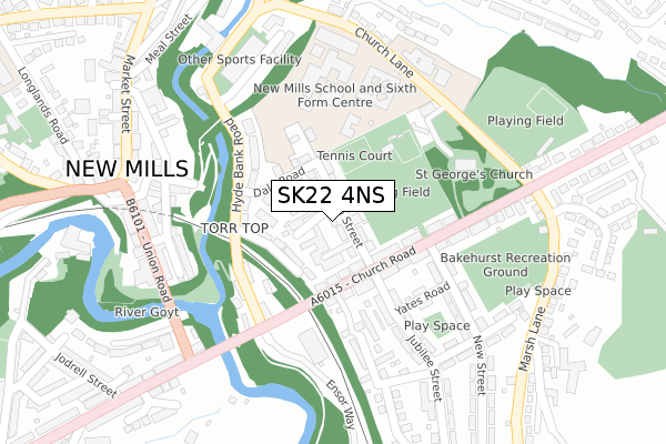 SK22 4NS map - large scale - OS Open Zoomstack (Ordnance Survey)