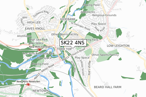 SK22 4NS map - small scale - OS Open Zoomstack (Ordnance Survey)