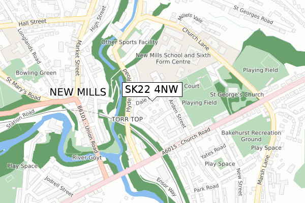 SK22 4NW map - large scale - OS Open Zoomstack (Ordnance Survey)