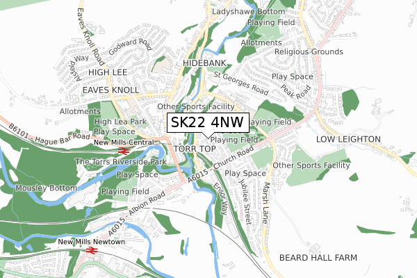 SK22 4NW map - small scale - OS Open Zoomstack (Ordnance Survey)