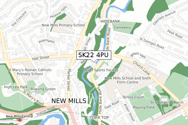 SK22 4PU map - large scale - OS Open Zoomstack (Ordnance Survey)