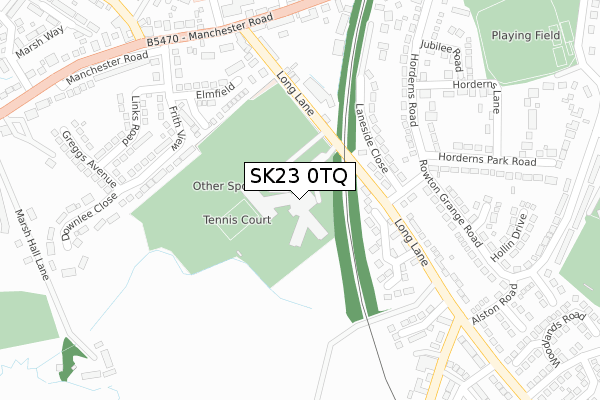 SK23 0TQ map - large scale - OS Open Zoomstack (Ordnance Survey)