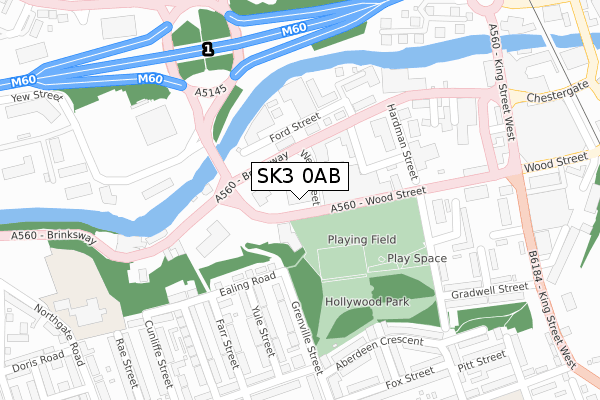 SK3 0AB map - large scale - OS Open Zoomstack (Ordnance Survey)