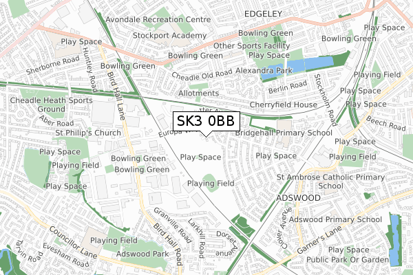 SK3 0BB map - small scale - OS Open Zoomstack (Ordnance Survey)