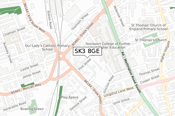 SK3 8GE map - large scale - OS Open Zoomstack (Ordnance Survey)