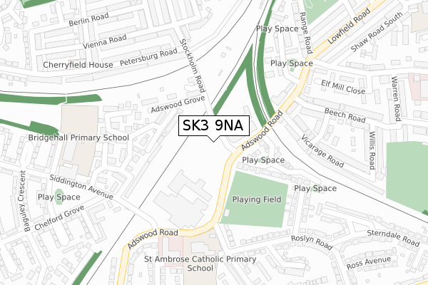 SK3 9NA map - large scale - OS Open Zoomstack (Ordnance Survey)