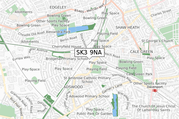 SK3 9NA map - small scale - OS Open Zoomstack (Ordnance Survey)