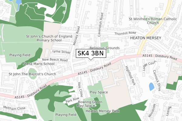 SK4 3BN map - large scale - OS Open Zoomstack (Ordnance Survey)