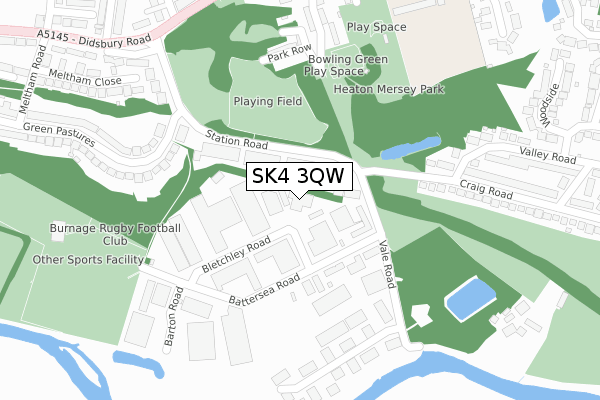 SK4 3QW map - large scale - OS Open Zoomstack (Ordnance Survey)