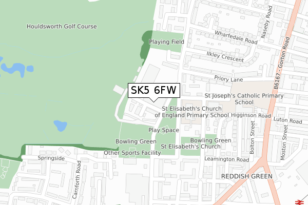 SK5 6FW map - large scale - OS Open Zoomstack (Ordnance Survey)