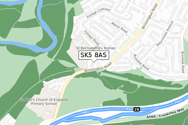 SK5 8AS map - large scale - OS Open Zoomstack (Ordnance Survey)