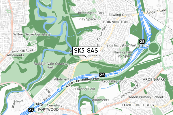 SK5 8AS map - small scale - OS Open Zoomstack (Ordnance Survey)