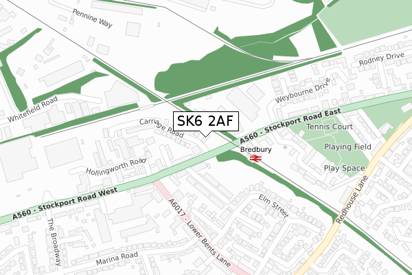 SK6 2AF map - large scale - OS Open Zoomstack (Ordnance Survey)