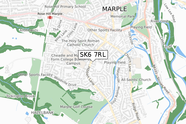 SK6 7RL map - small scale - OS Open Zoomstack (Ordnance Survey)