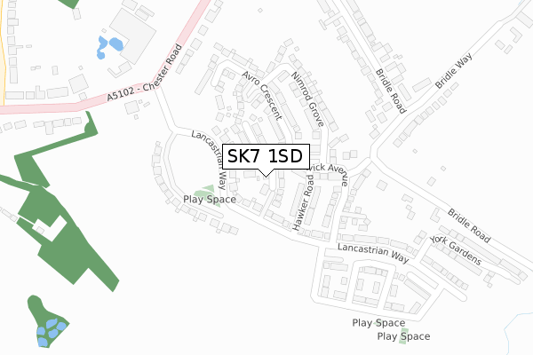 SK7 1SD map - large scale - OS Open Zoomstack (Ordnance Survey)