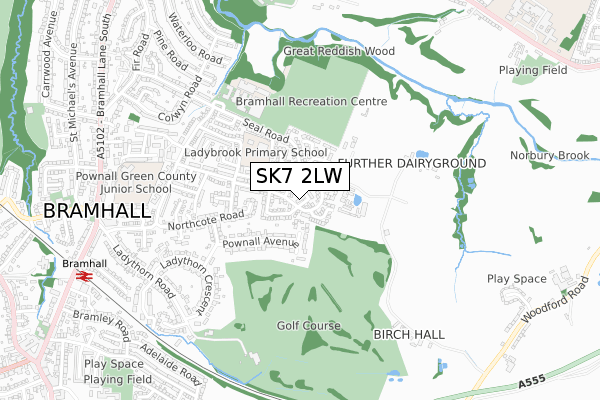 SK7 2LW map - small scale - OS Open Zoomstack (Ordnance Survey)