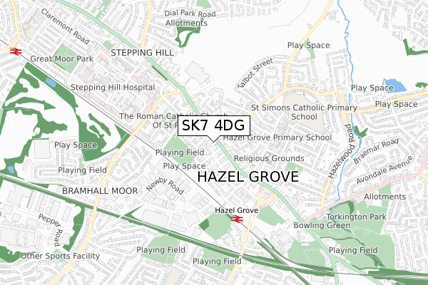 SK7 4DG map - small scale - OS Open Zoomstack (Ordnance Survey)