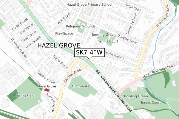 SK7 4FW map - large scale - OS Open Zoomstack (Ordnance Survey)