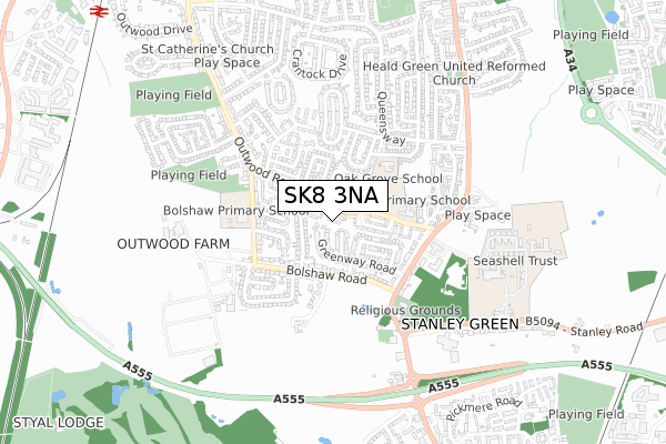 SK8 3NA map - small scale - OS Open Zoomstack (Ordnance Survey)